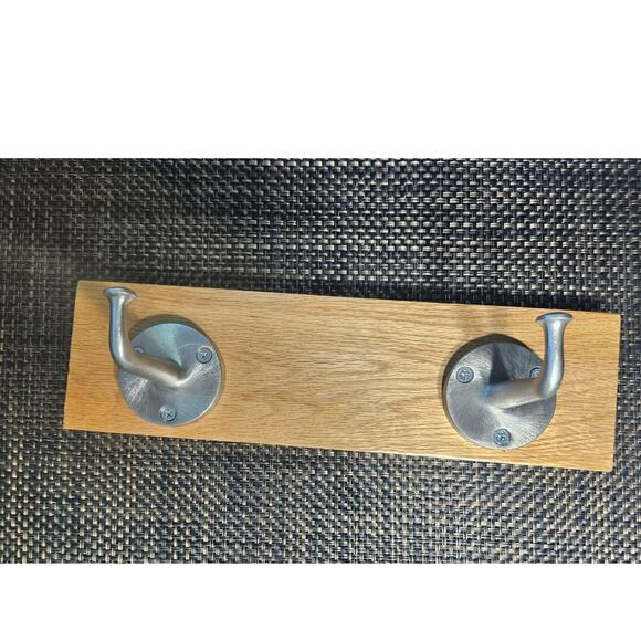 Wall coat rack 13.5 inch for entryway, hallway sold oak with Bobrick hooks - Picture 1 of 5